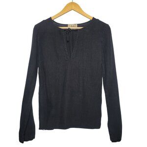 Juicy Couture Linen Long Sleeve Peasant Blouse